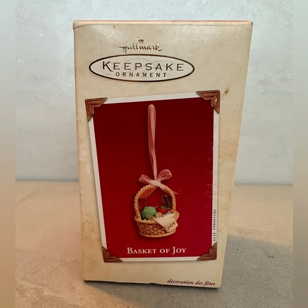 Hallmark Keepsake Ornament 2003 Basket Of Joy Crafting Yarn Scissors Thread